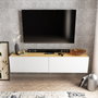 Hanah Home Poling Soporte de TV Blanco y Nogal